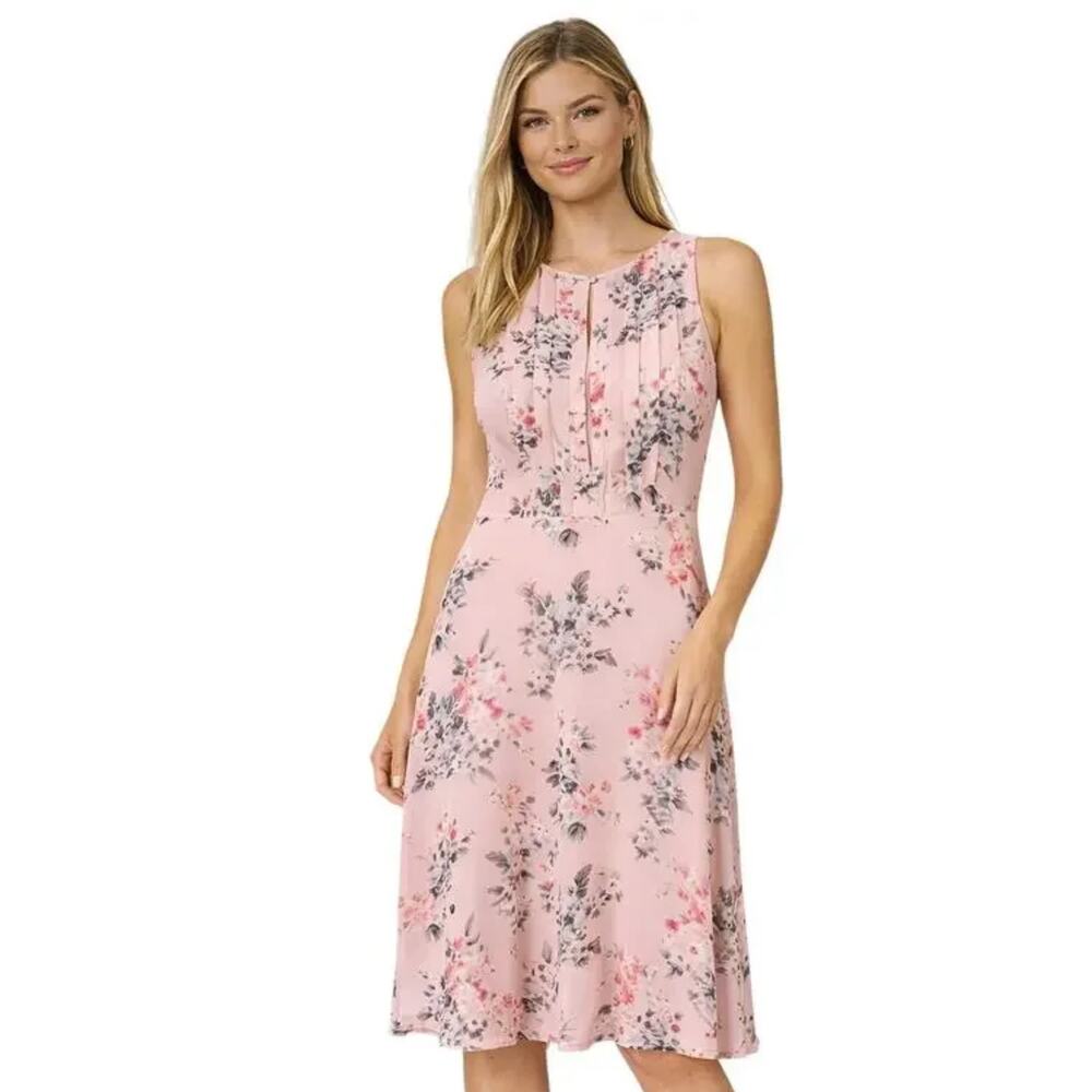 WHBM Floral Soft A-Line Dress in Pink Florals Size 2